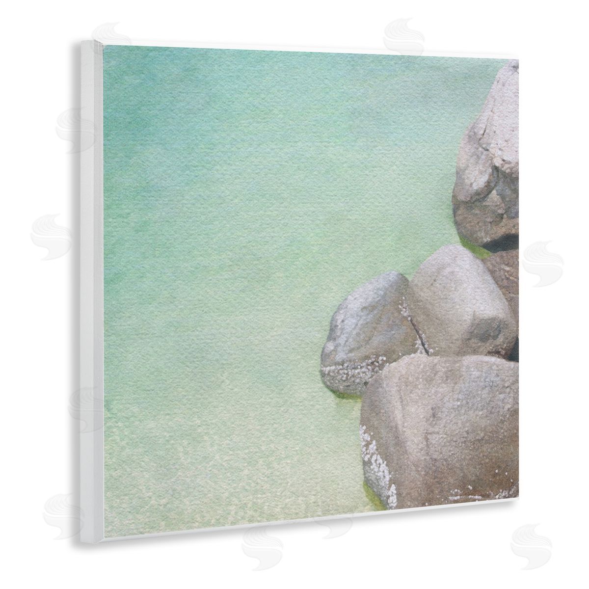 LSR Design Studio Ocean Rocks on Shore Wooden Wall Plaque Art Print
