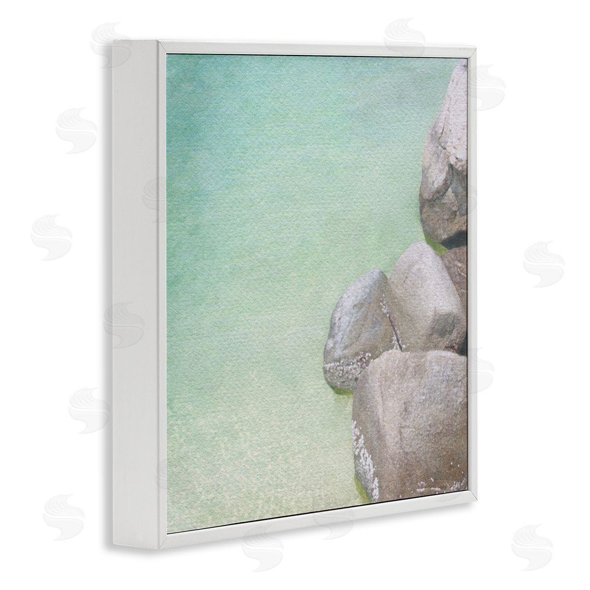 LSR Design Studio Ocean Rocks on Shore White Framed Glicee Wall Art Print