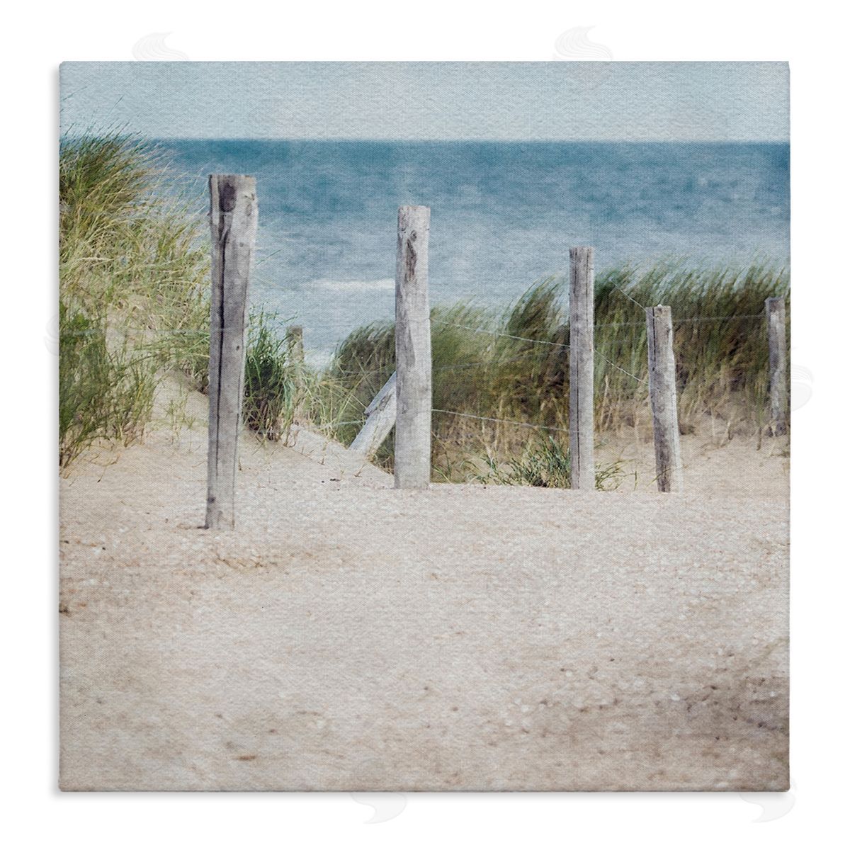 LSR Design Studio Beach Fence Landscape Stretched Canvas Wall Art Print