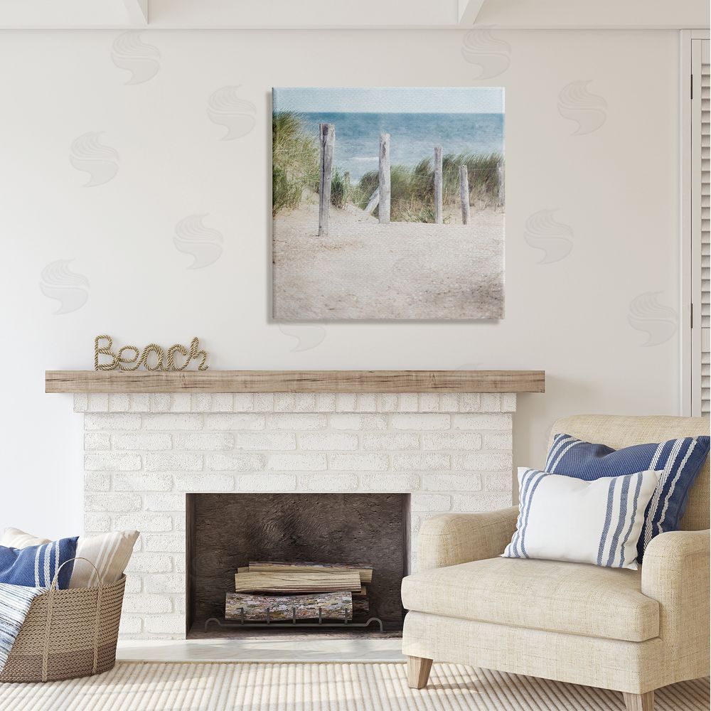 LSR Design Studio Beach Fence Landscape Canvas Wall Art in Room