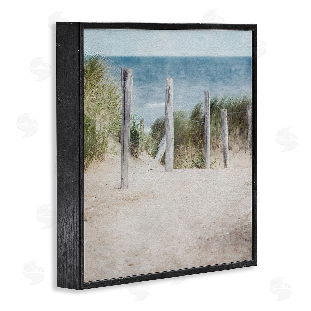 LSR Design Studio Beach Fence Landscape Black Framed Glicee Wall Art Print
