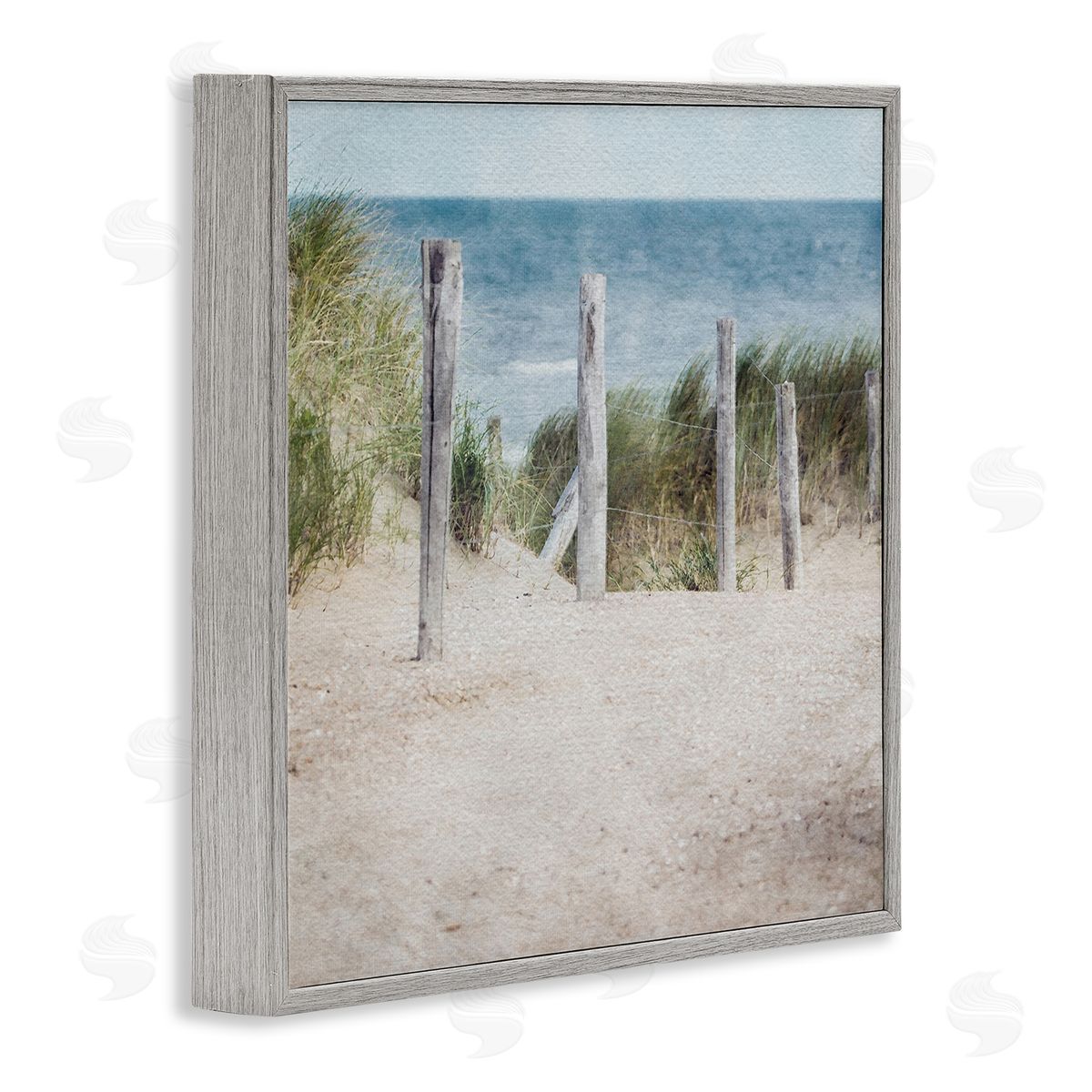 LSR Design Studio Beach Fence Landscape Gray Framed Glicee Wall Art Print