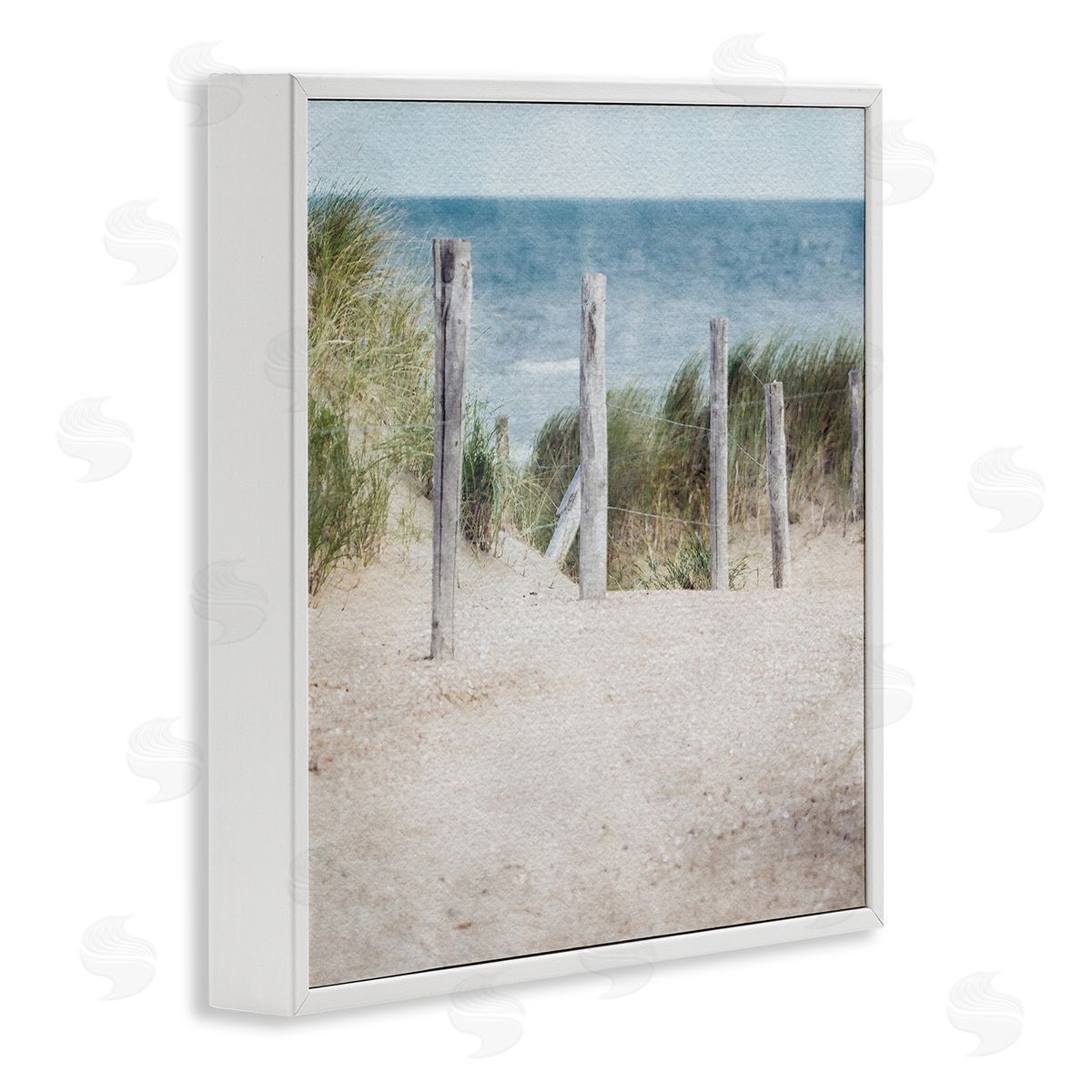 LSR Design Studio Beach Fence Landscape White Framed Glicee Wall Art Print