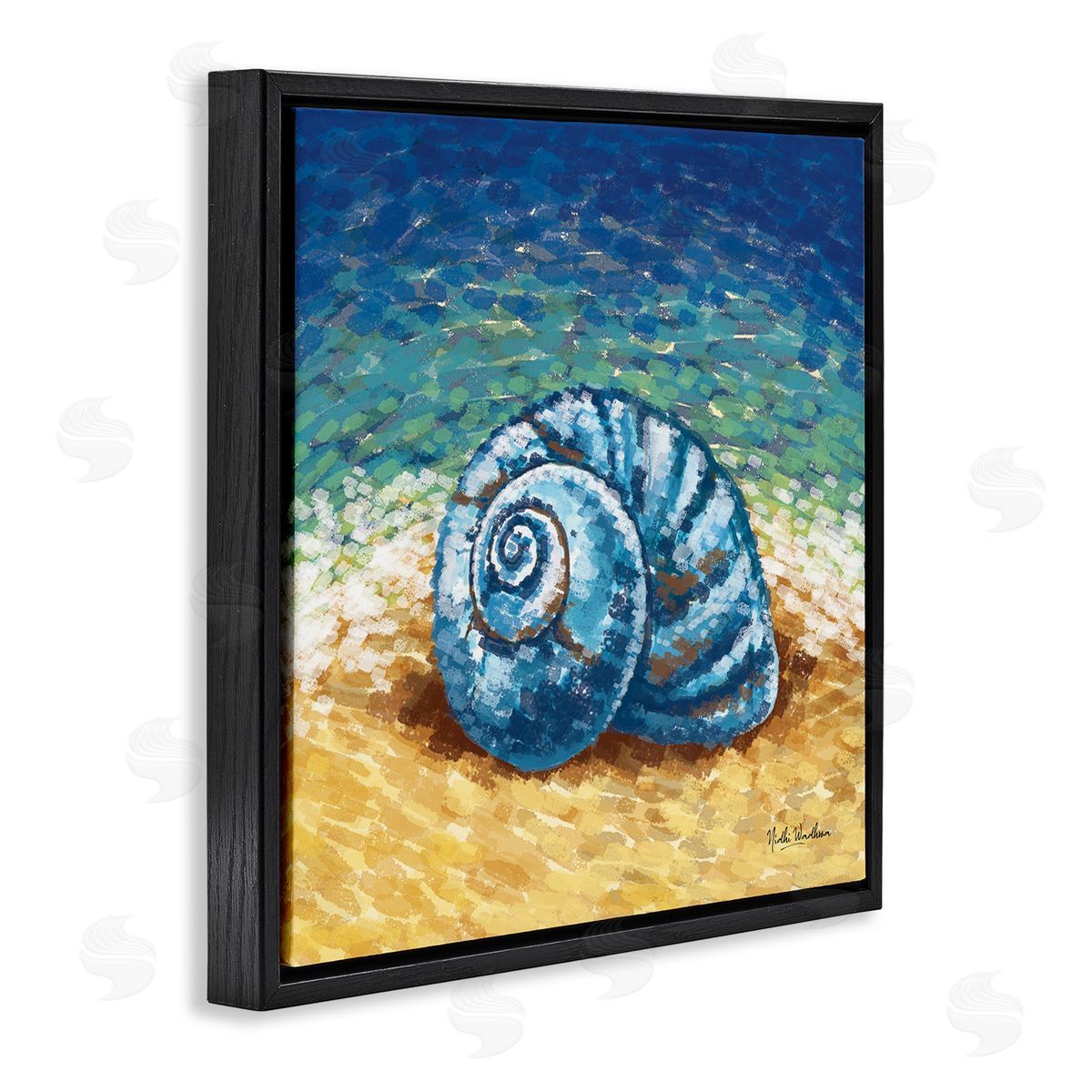 Nidhi Wadhwa Abstract Nautilus on Shore Black Floating Frame Canvas Wall Art Print