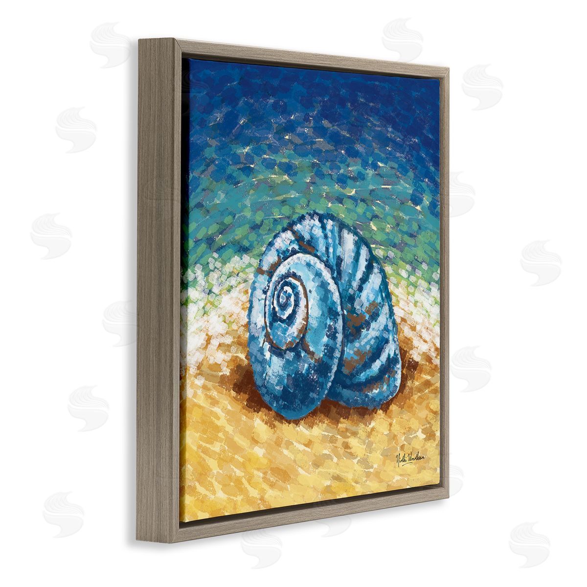 Nidhi Wadhwa Abstract Nautilus on Shore Brown Floating Frame Canvas Wall Art Print