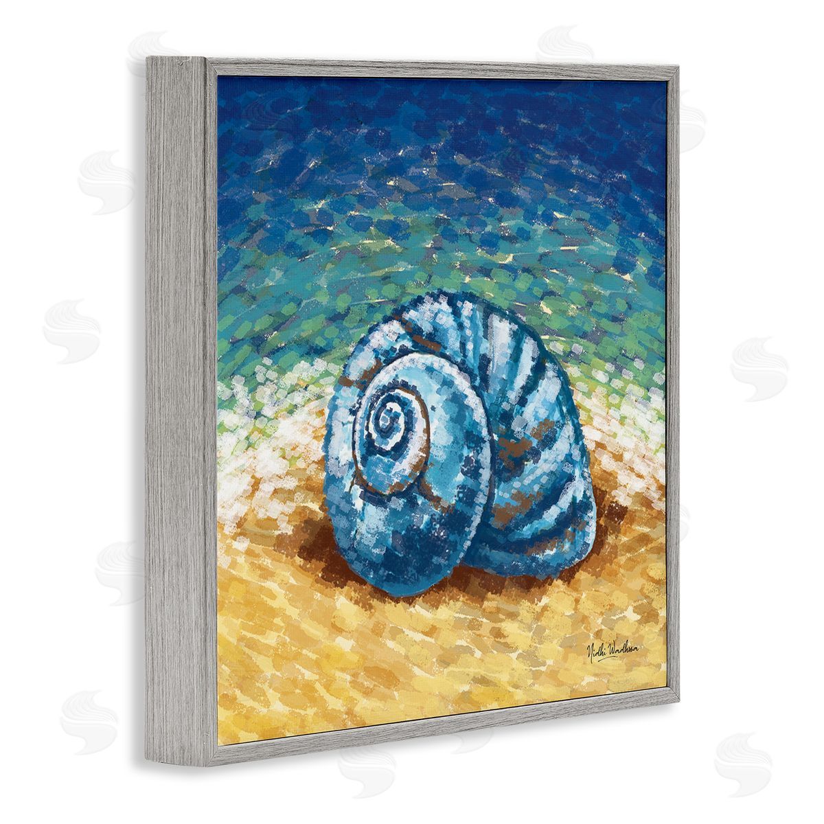 Nidhi Wadhwa Abstract Nautilus on Shore Gray Framed Glicee Wall Art Print