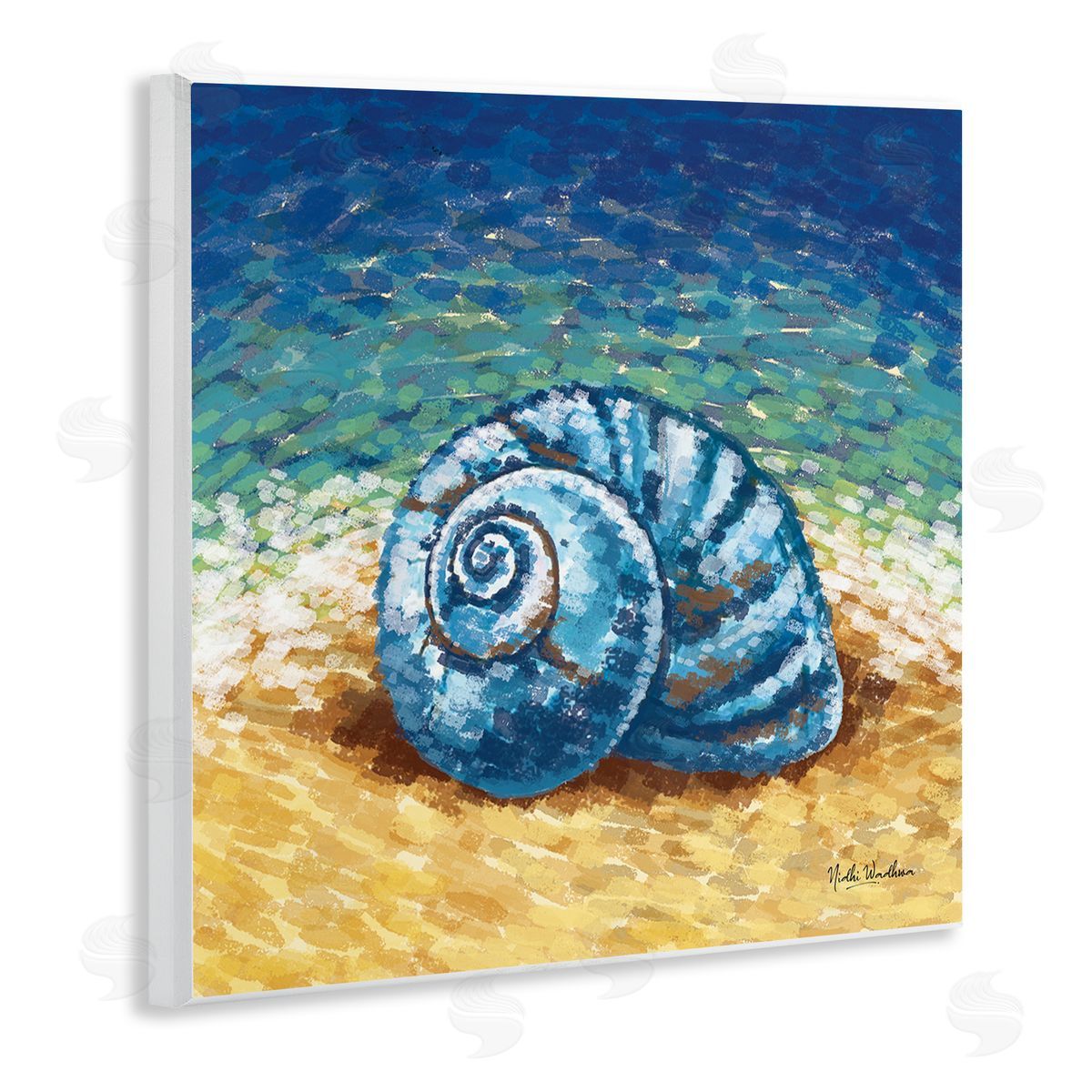 Nidhi Wadhwa Abstract Nautilus on Shore Wooden Wall Plaque Art Print