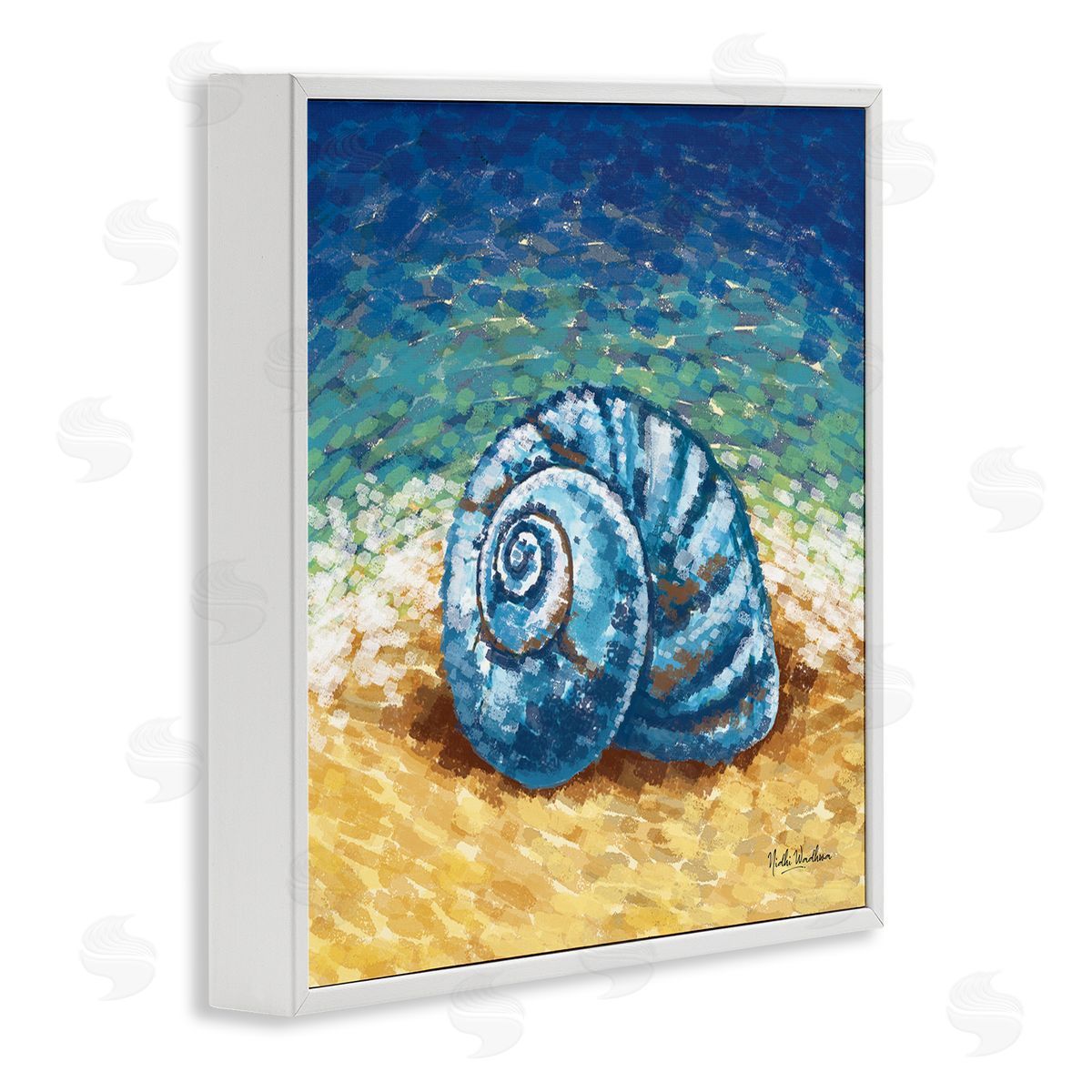 Nidhi Wadhwa Abstract Nautilus on Shore White Framed Glicee Wall Art Print