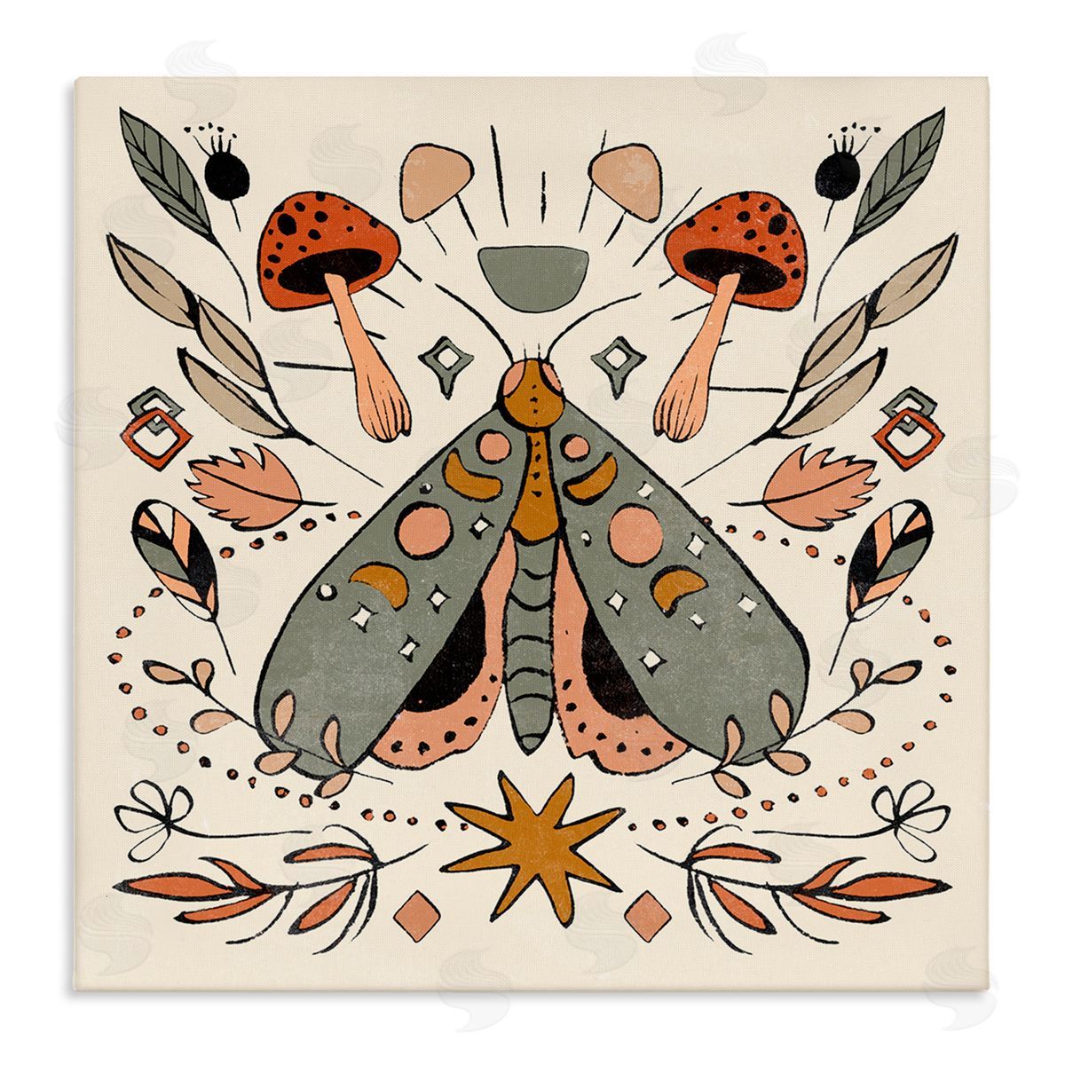 Melissa Wang Cottagecore Botanicals Pattern Stretched Canvas Wall Art Print