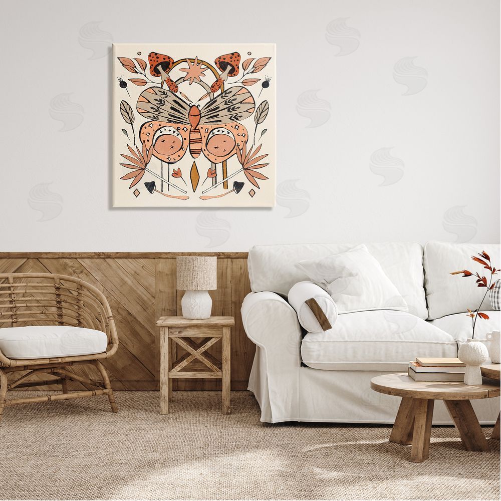 Melissa Wang Moth & Herbs Pattern Canvas Wall Art in Room