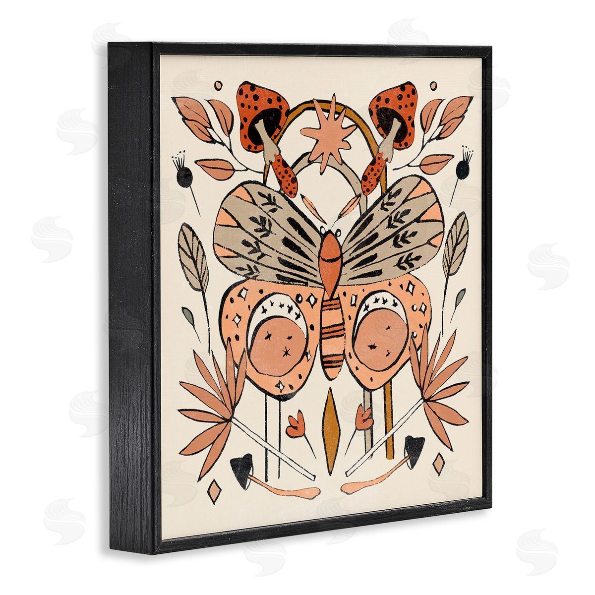 Melissa Wang Moth & Herbs Pattern Black Framed Glicee Wall Art Print