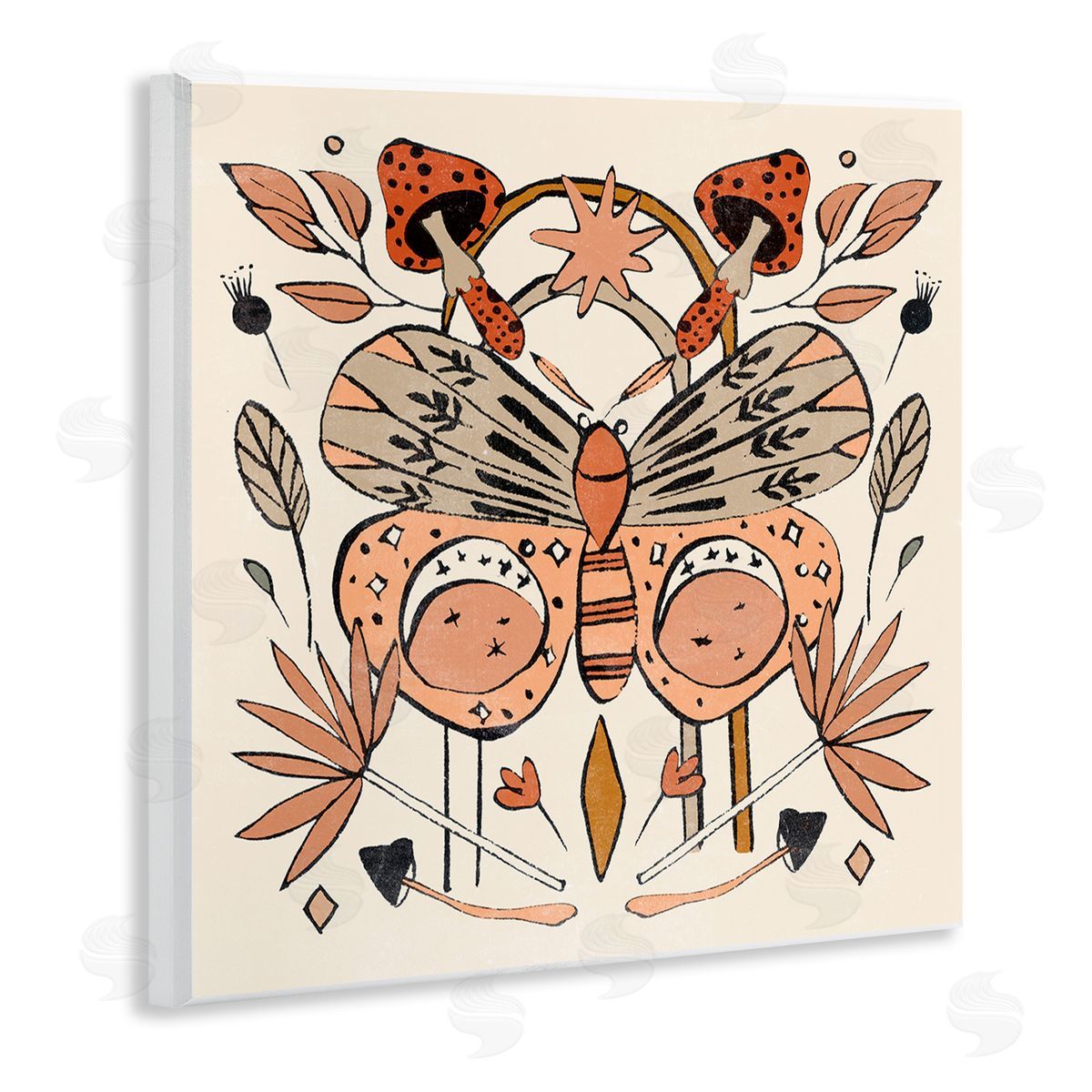 Melissa Wang Moth & Herbs Pattern Wooden Wall Plaque Art Print
