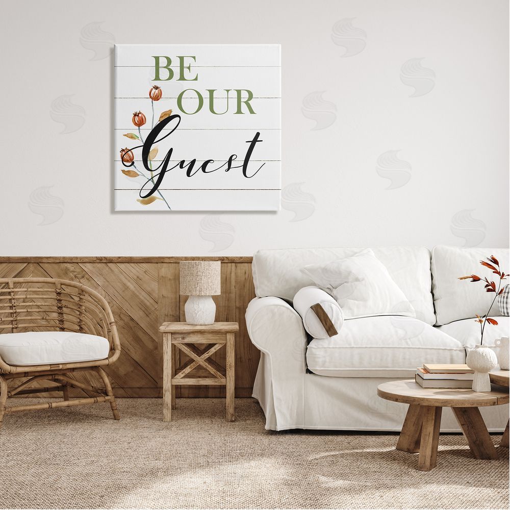 Carol Robinson Be Our Guest Phrase Canvas Wall Art in Room