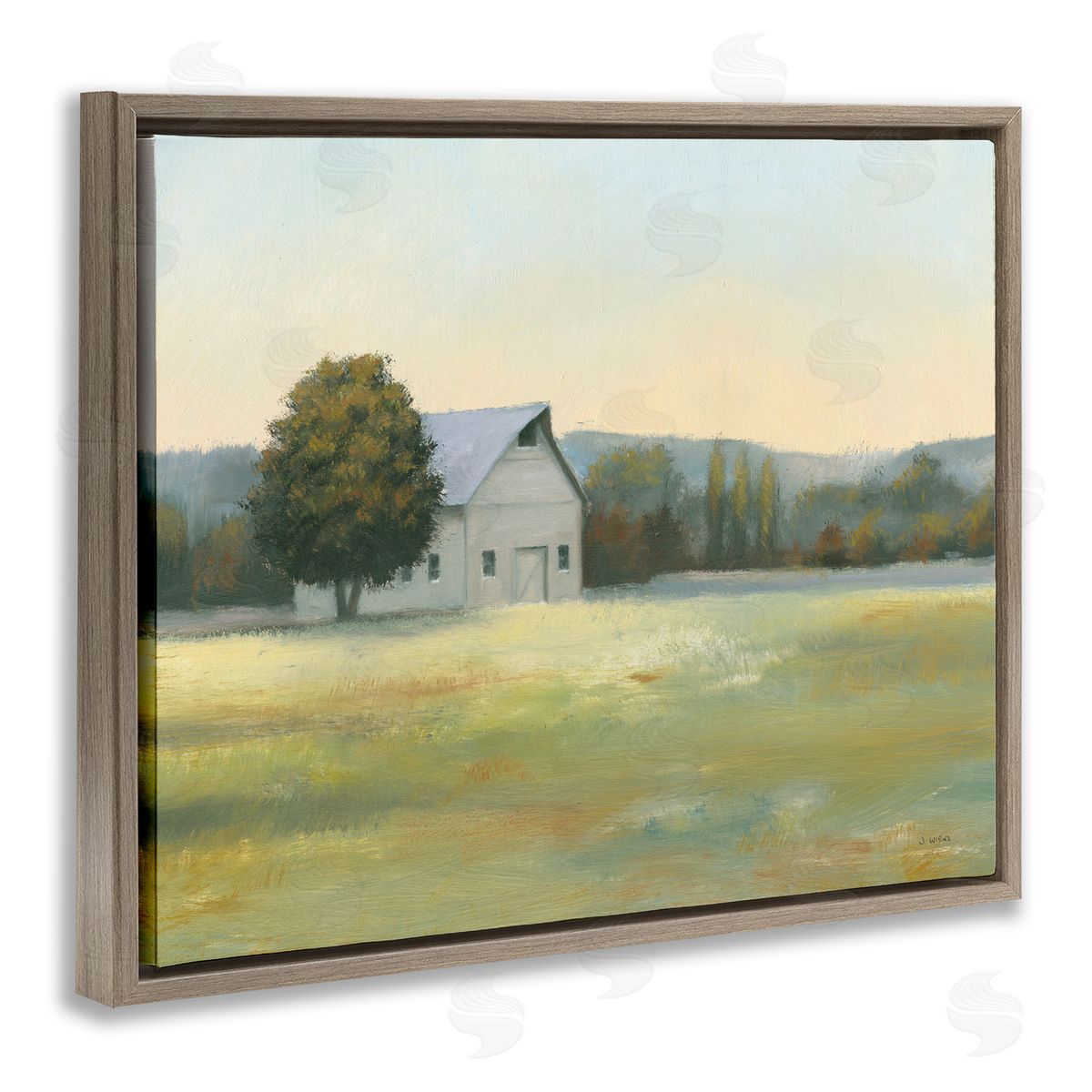 Rural Countryside Cottage Brown Floating Frame Canvas Wall Art, Home Decor by James Wiens