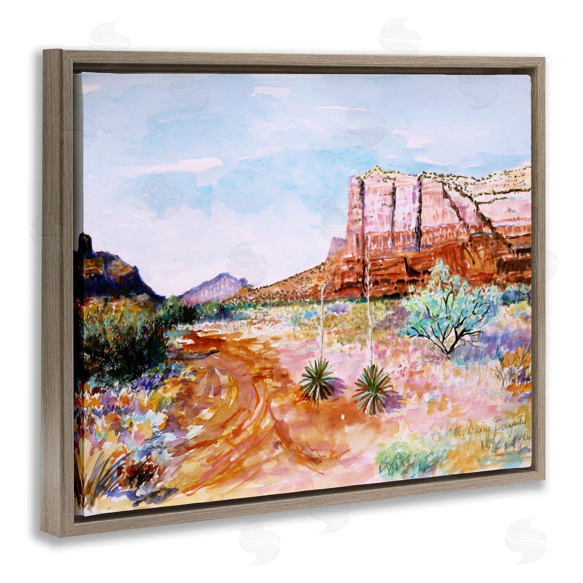 Modern Desert Mesa Brown Floating Frame Canvas Wall Art, Home Decor by Diane Bonaparte