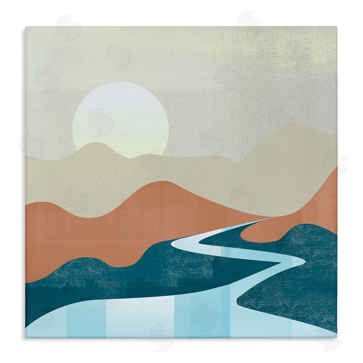 Arctic Frame Abstract Stream Landscape Stretched Canvas Wall Art Print
