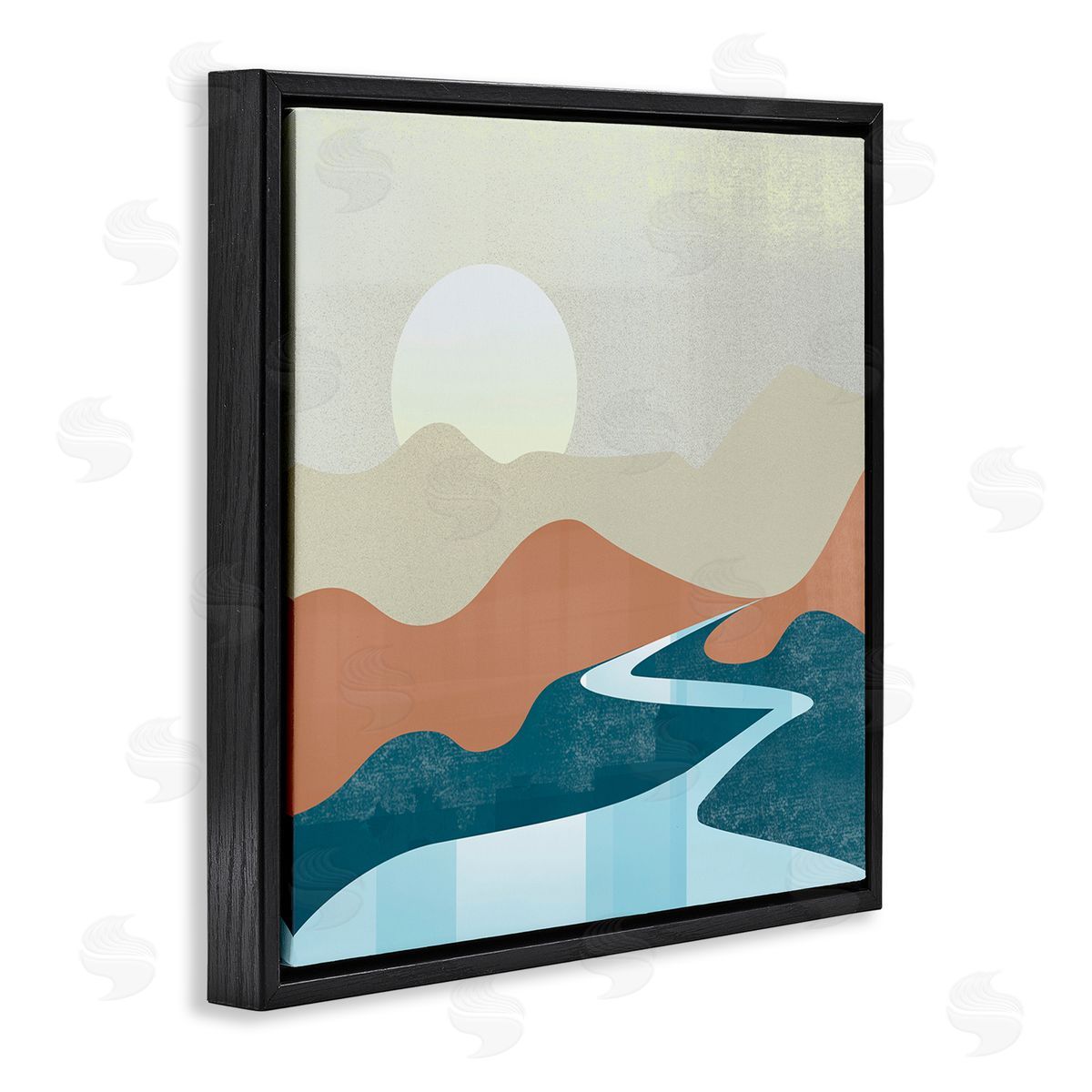 Arctic Frame Abstract Stream Landscape Black Floating Frame Canvas Wall Art Print