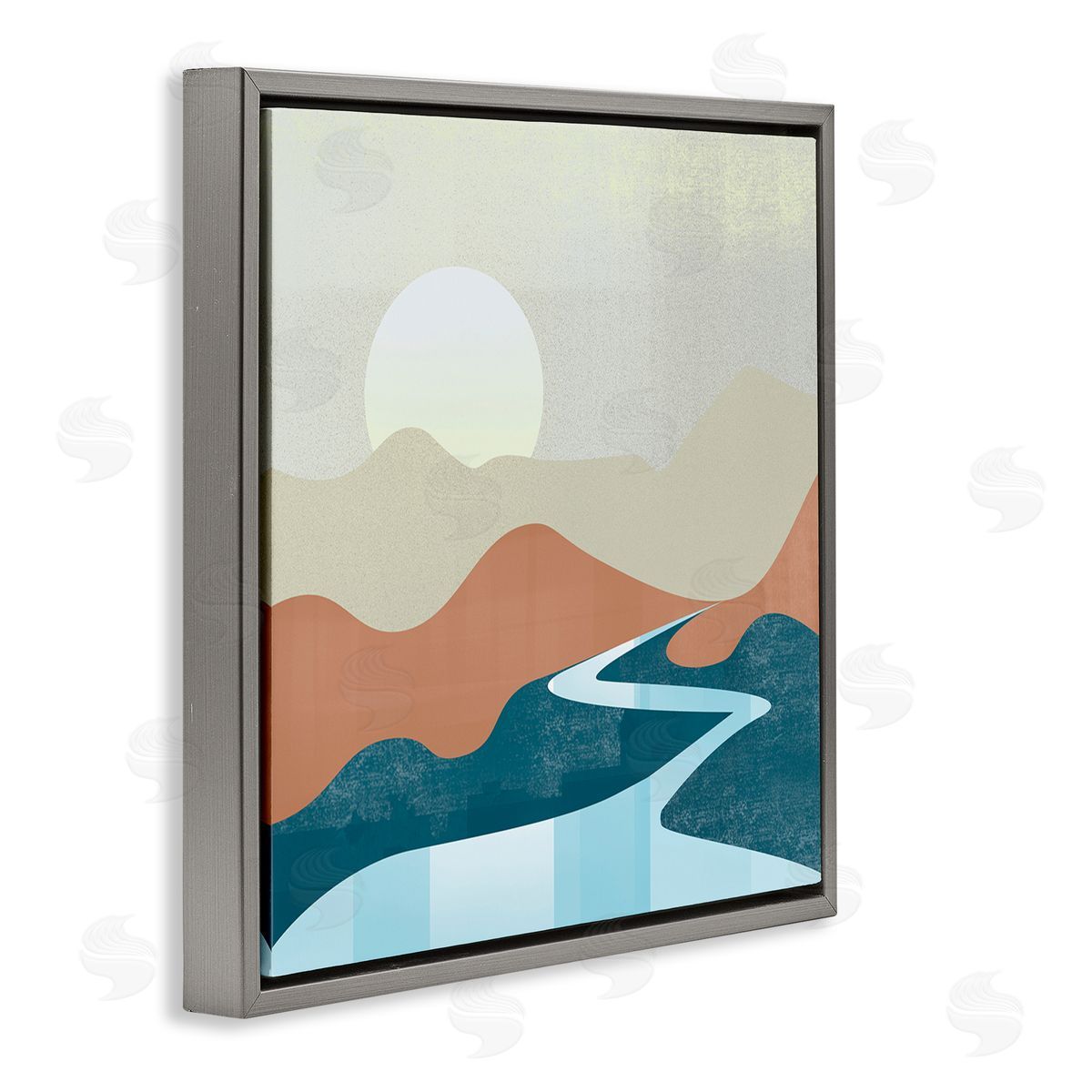Arctic Frame Abstract Stream Landscape Gray Floating Frame Canvas Wall Art Print
