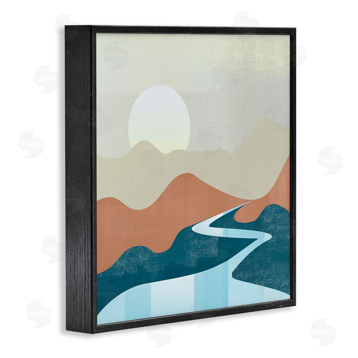 Arctic Frame Abstract Stream Landscape Black Framed Glicee Wall Art Print