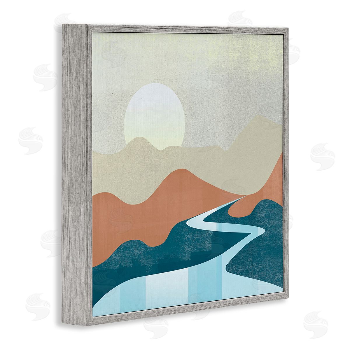 Arctic Frame Abstract Stream Landscape Gray Framed Glicee Wall Art Print