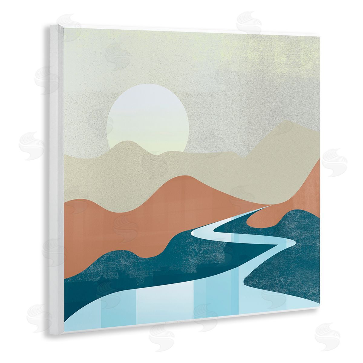 Arctic Frame Abstract Stream Landscape Wooden Wall Plaque Art Print