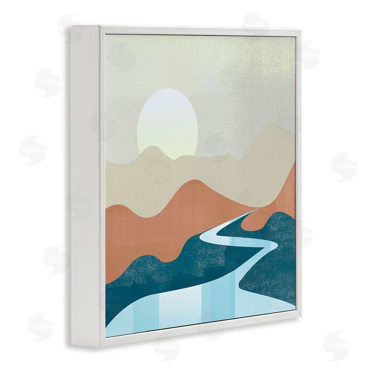 Arctic Frame Abstract Stream Landscape White Framed Glicee Wall Art Print