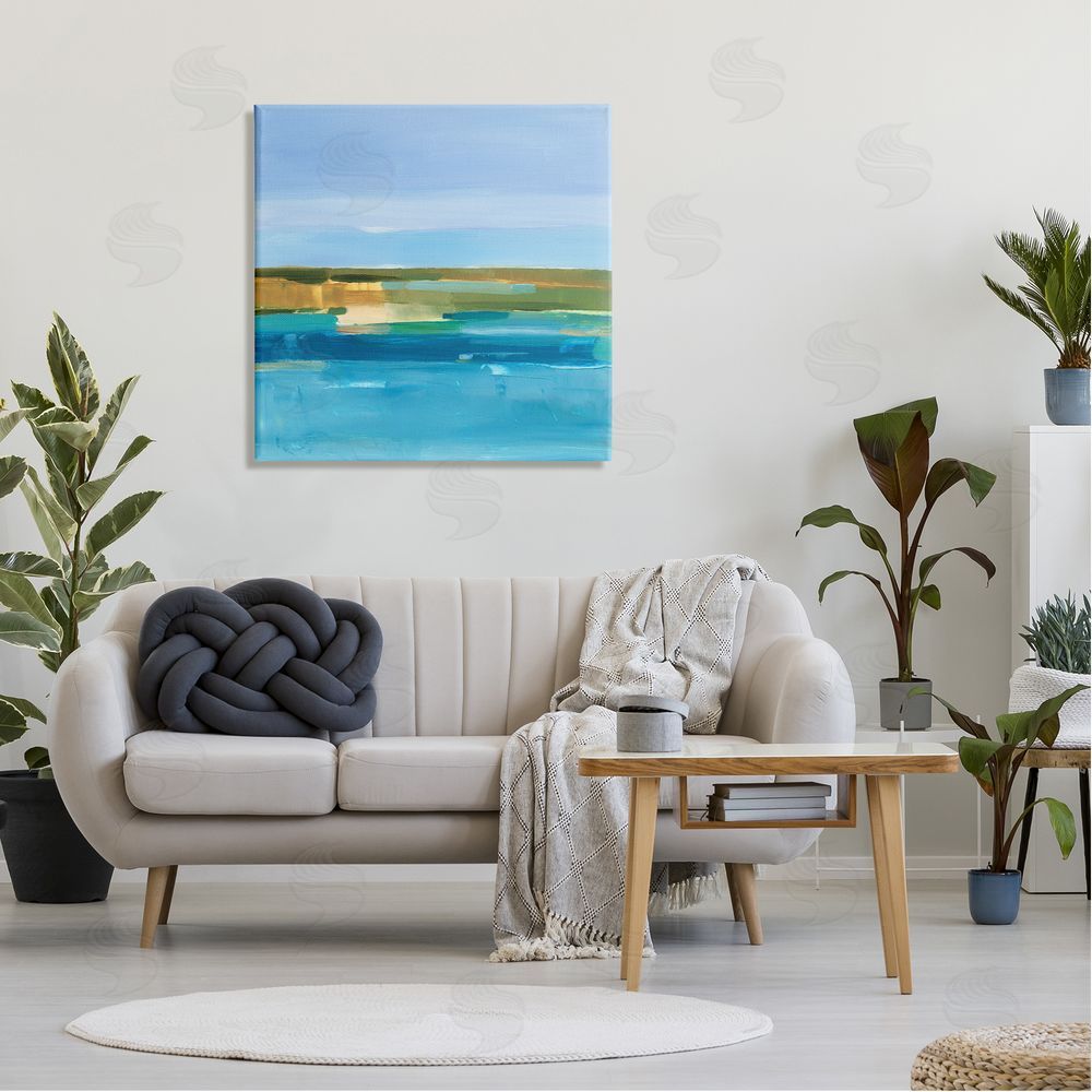 Ethan Harper Abstract Blue Water Canvas Wall Art in Room