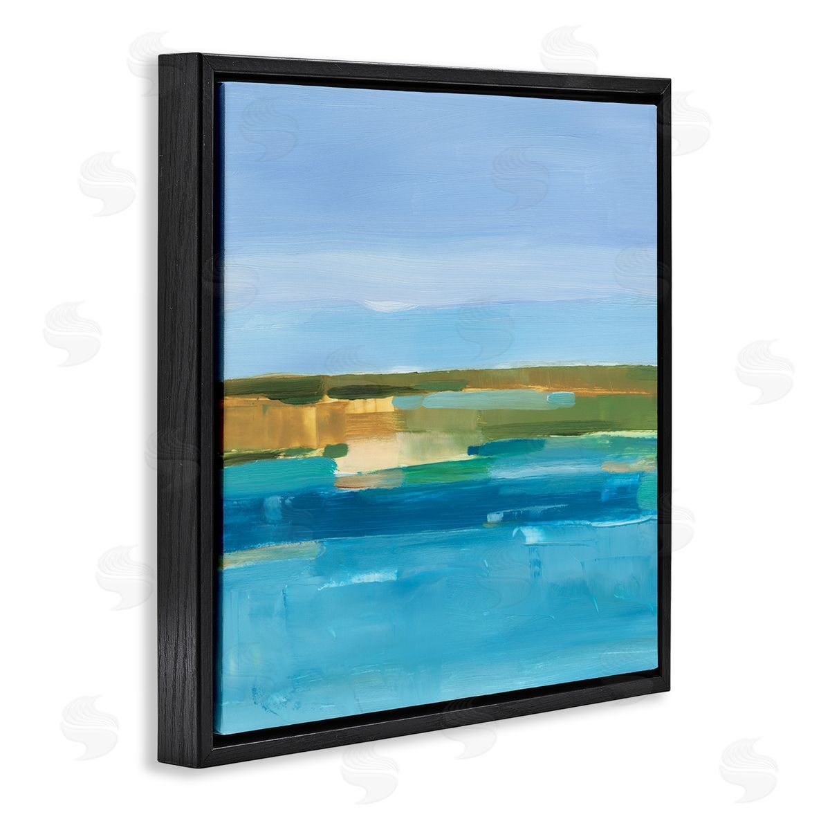 Ethan Harper Abstract Blue Water Black Floating Frame Canvas Wall Art Print