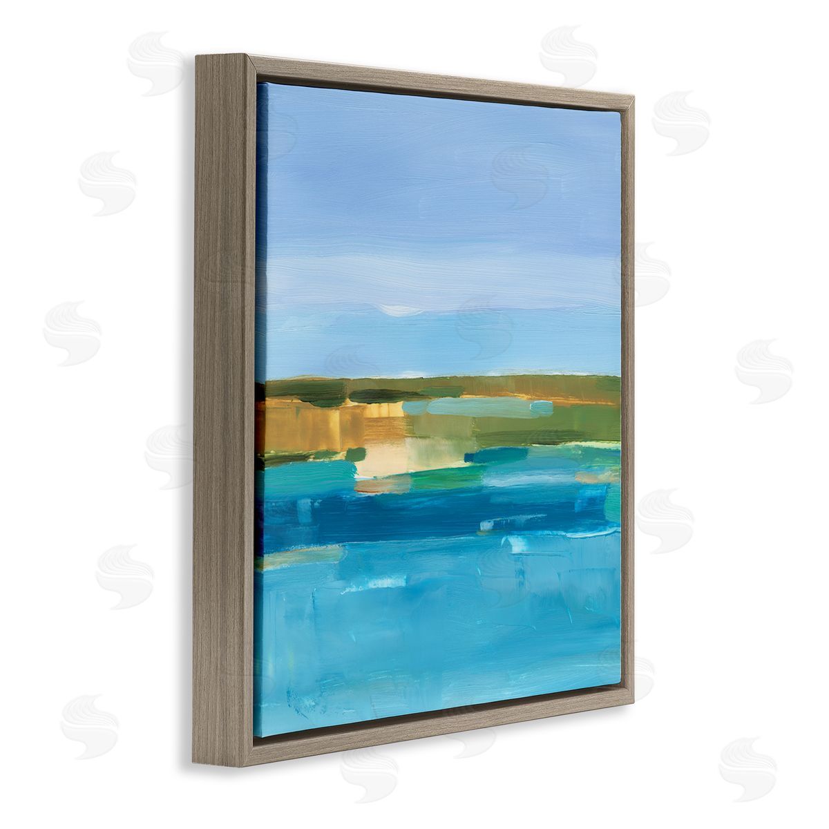 Ethan Harper Abstract Blue Water Brown Floating Frame Canvas Wall Art Print