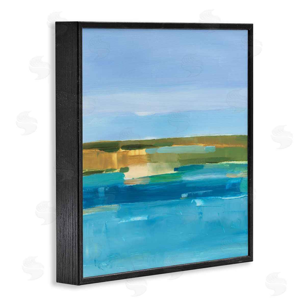 Ethan Harper Abstract Blue Water Black Framed Glicee Wall Art Print