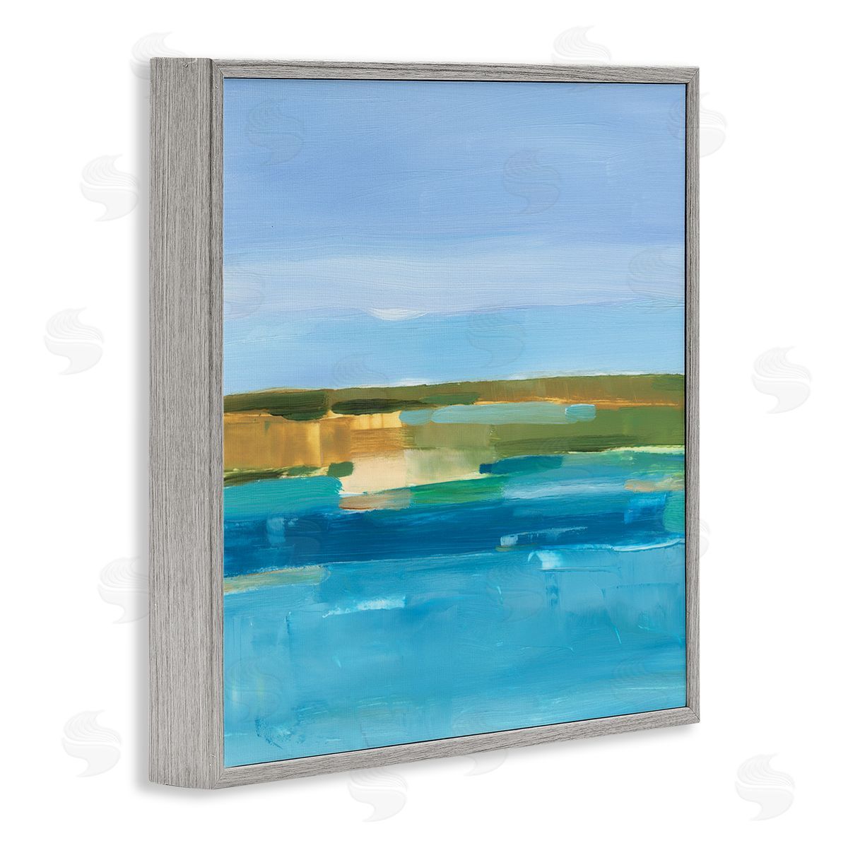 Ethan Harper Abstract Blue Water Gray Framed Glicee Wall Art Print