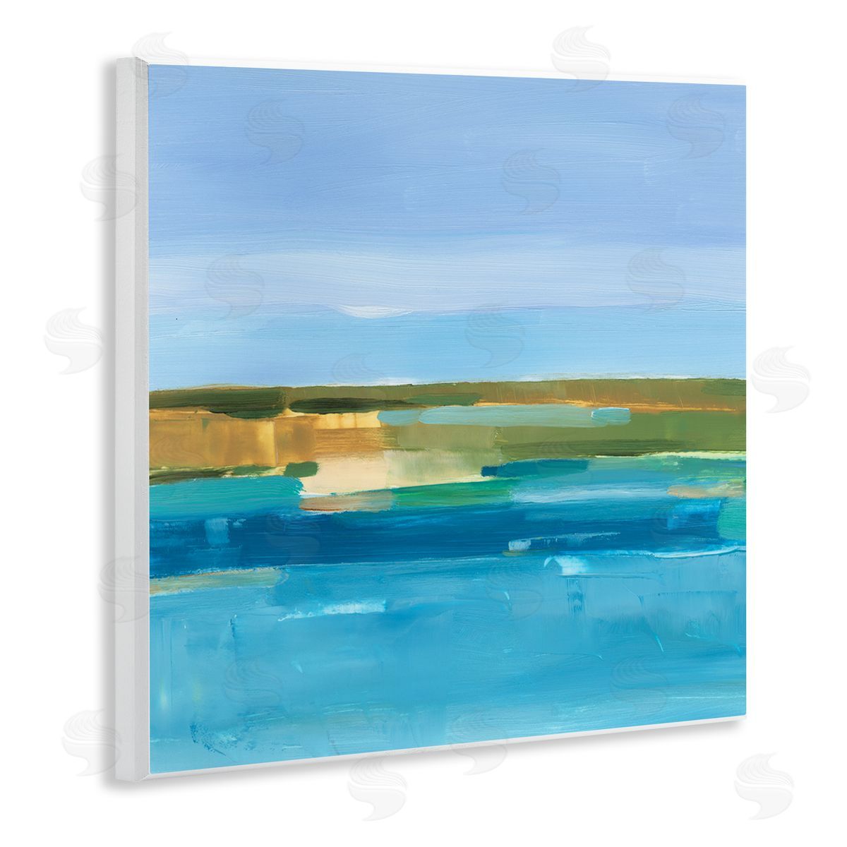 Ethan Harper Abstract Blue Water Wooden Wall Plaque Art Print