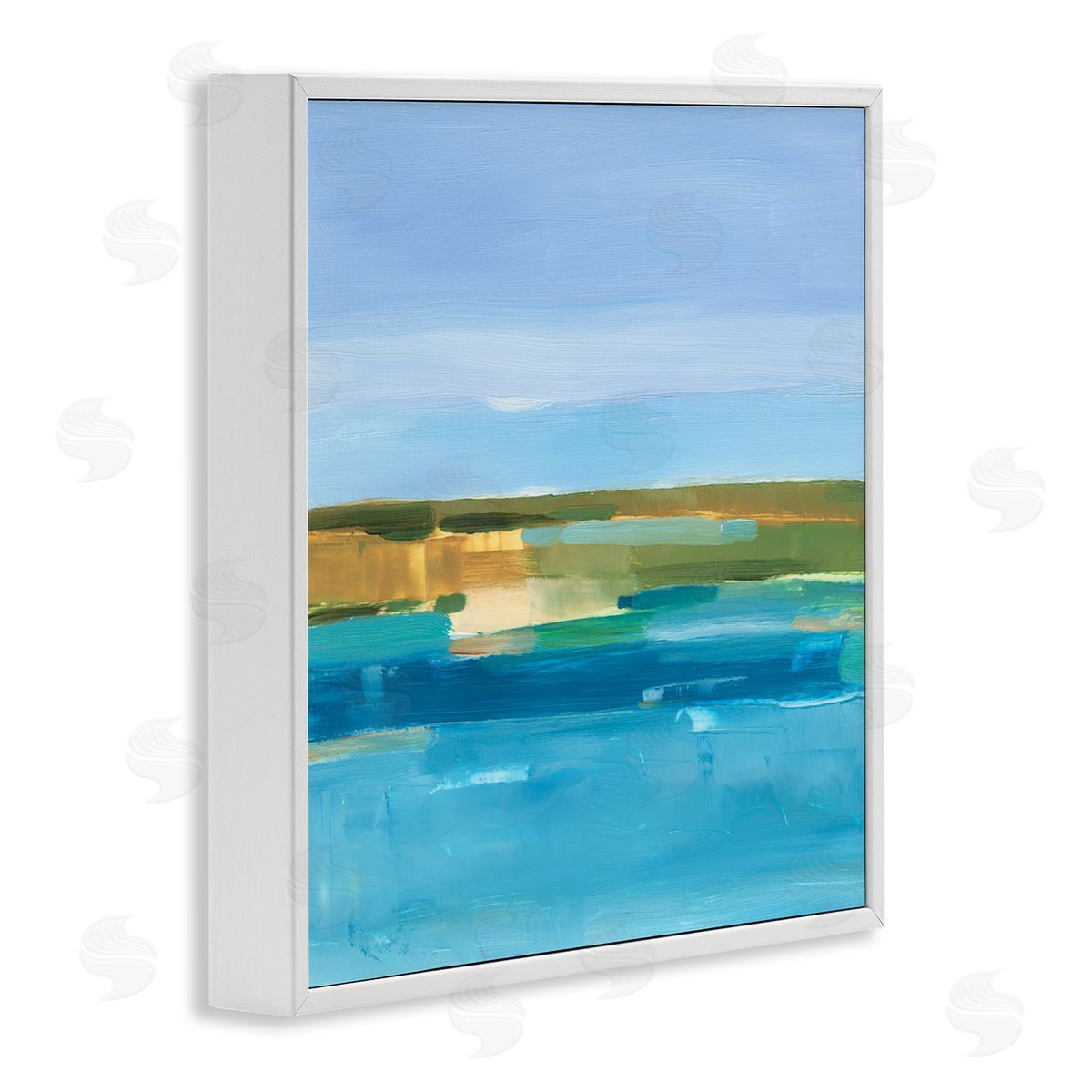 Ethan Harper Abstract Blue Water White Framed Glicee Wall Art Print