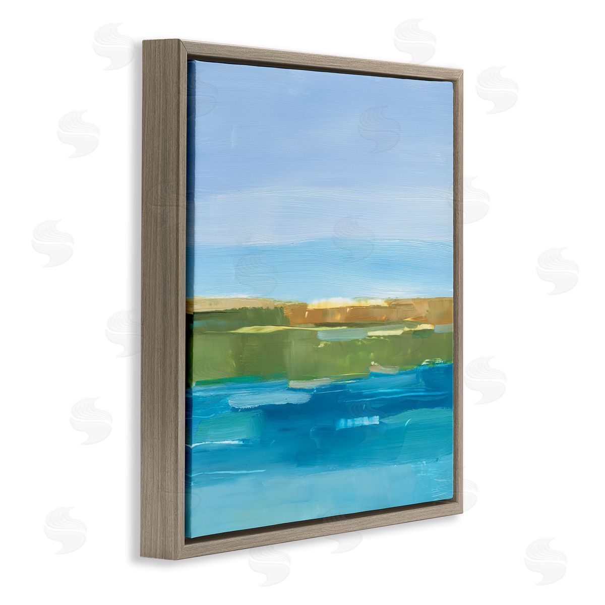Ethan Harper Abstract Lake Scenery Brown Floating Frame Canvas Wall Art Print