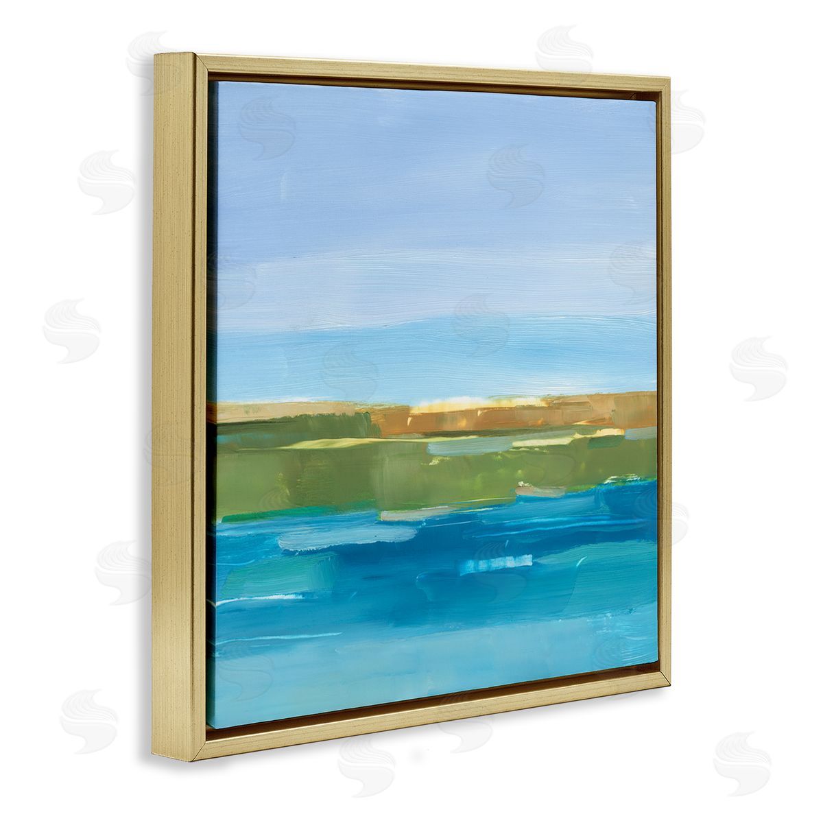 Ethan Harper Abstract Lake Scenery Gold Floating Frame Canvas Wall Art Print