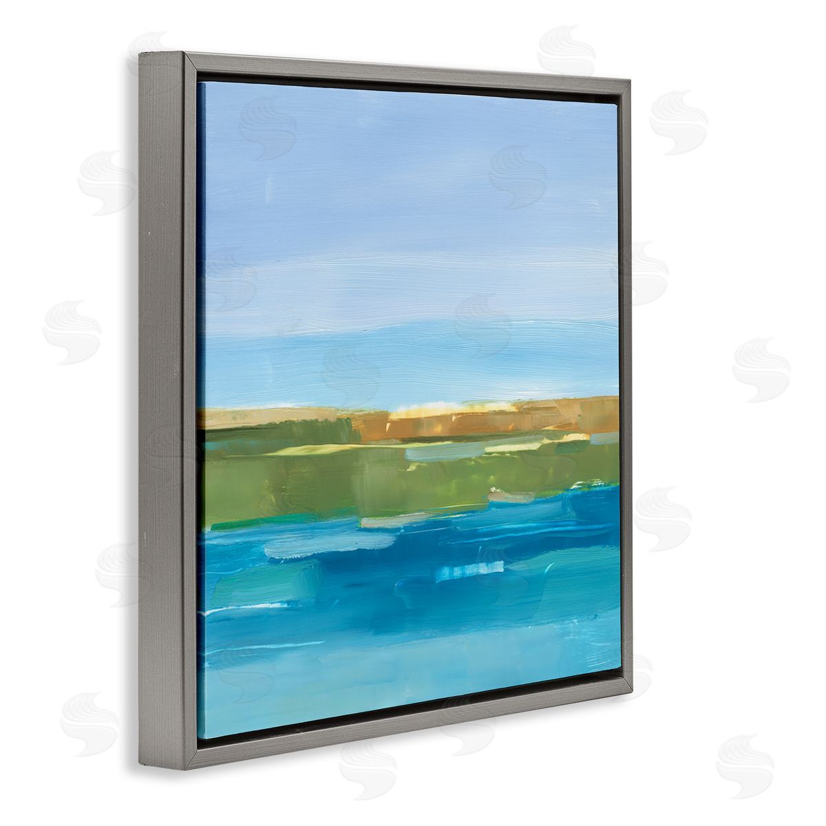 Ethan Harper Abstract Lake Scenery Gray Floating Frame Canvas Wall Art Print