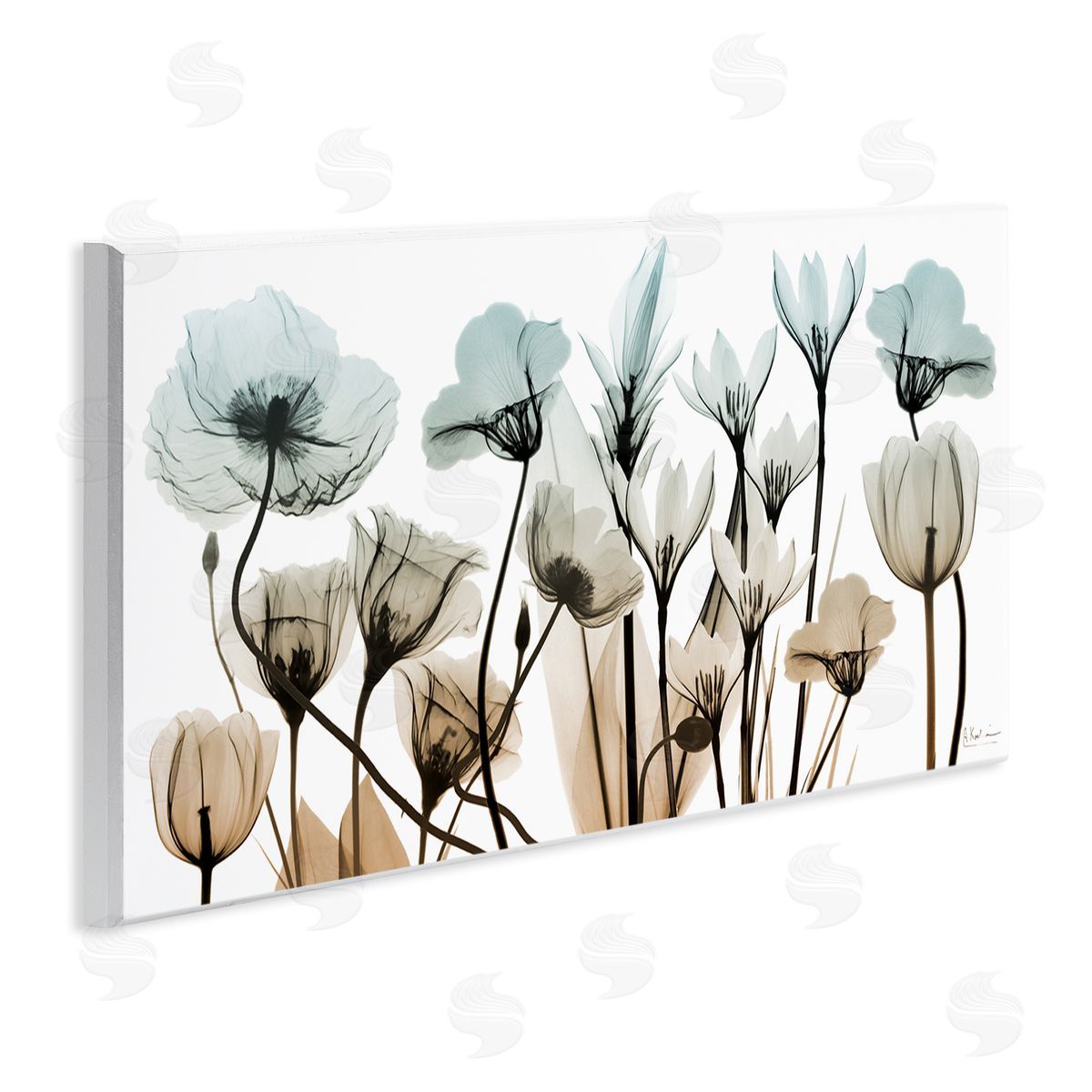 Mixed Transparent Flowers Wood Plaque Wall Art, Home Decor by Albert Koetsier