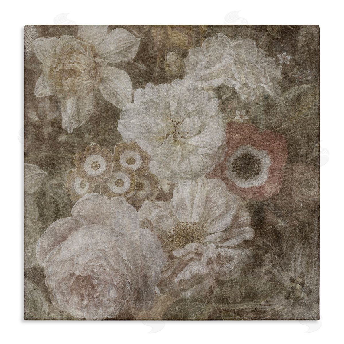LSR Design Studio Antique Flower Arrangement Stretched Canvas Wall Art Print