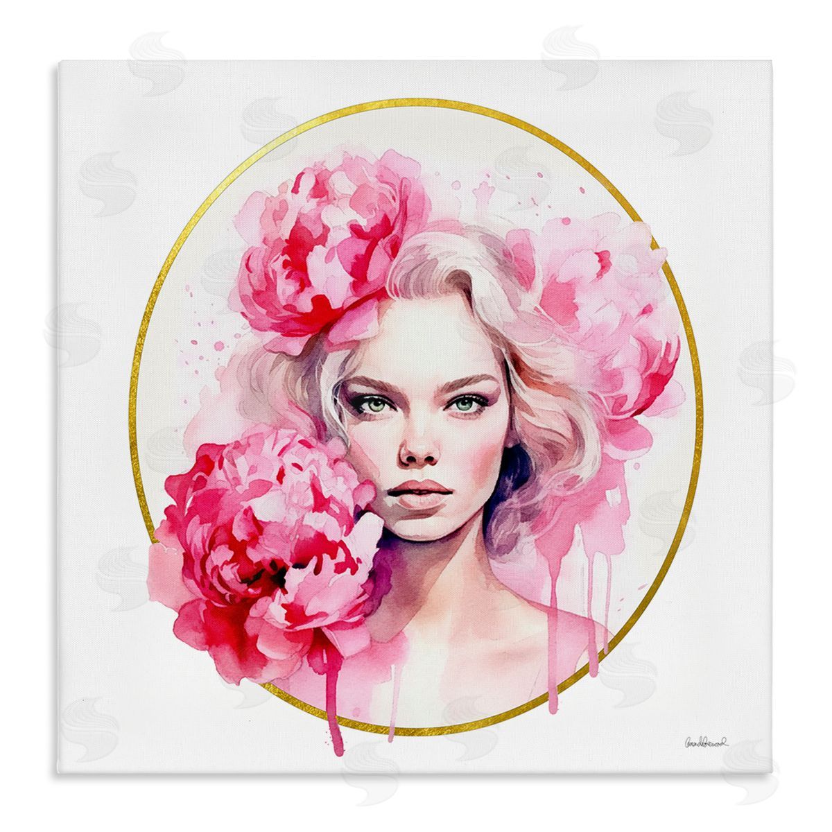 Amanda Greenwood Girl with Carnations Portrait Stretched Canvas Wall Art Print