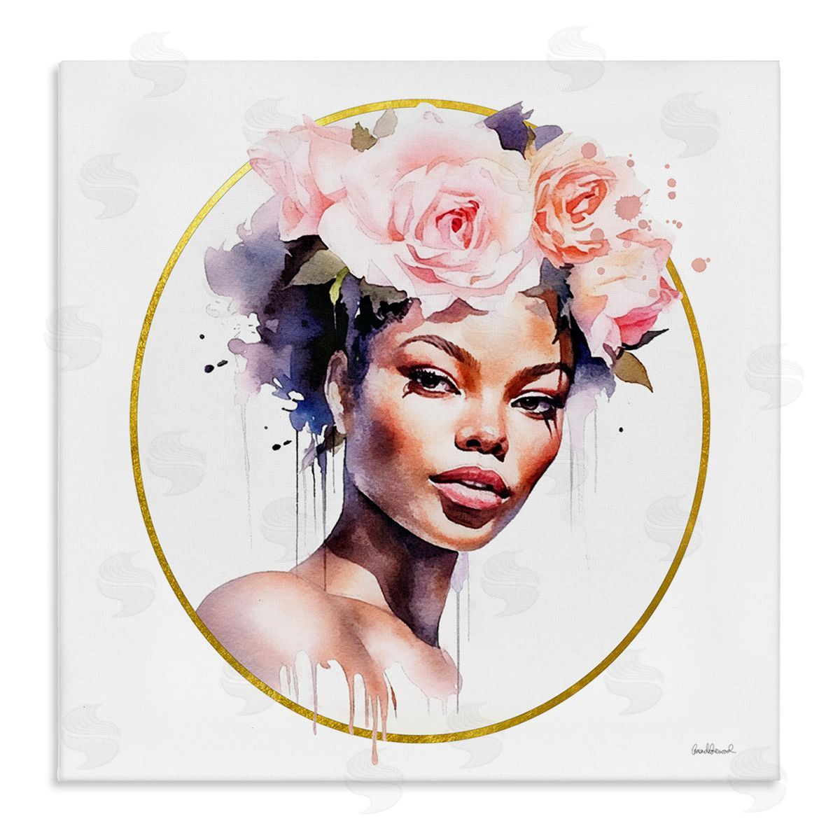 Amanda Greenwood Girl with Roses Portrait Stretched Canvas Wall Art Print