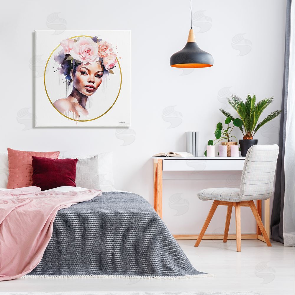 Amanda Greenwood Girl with Roses Portrait Canvas Wall Art in Room