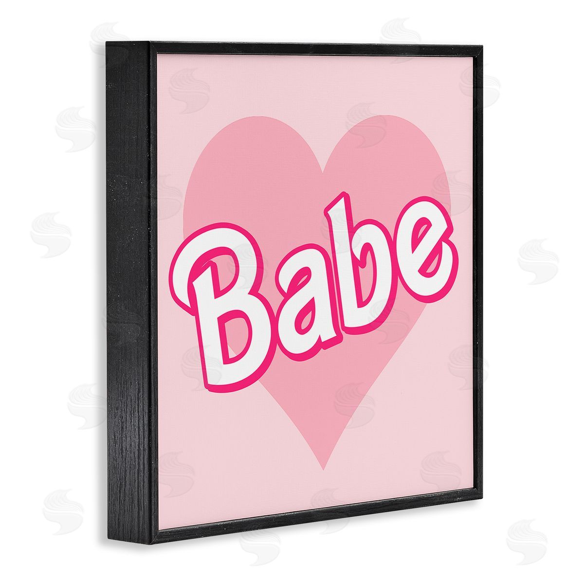 Stupell Studio Babe Phrase Pink Heart Black Framed Glicee Wall Art Print