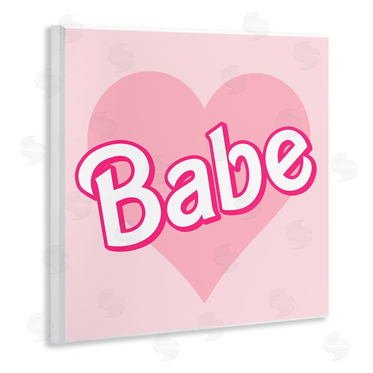 Stupell Studio Babe Phrase Pink Heart Wooden Wall Plaque Art Print