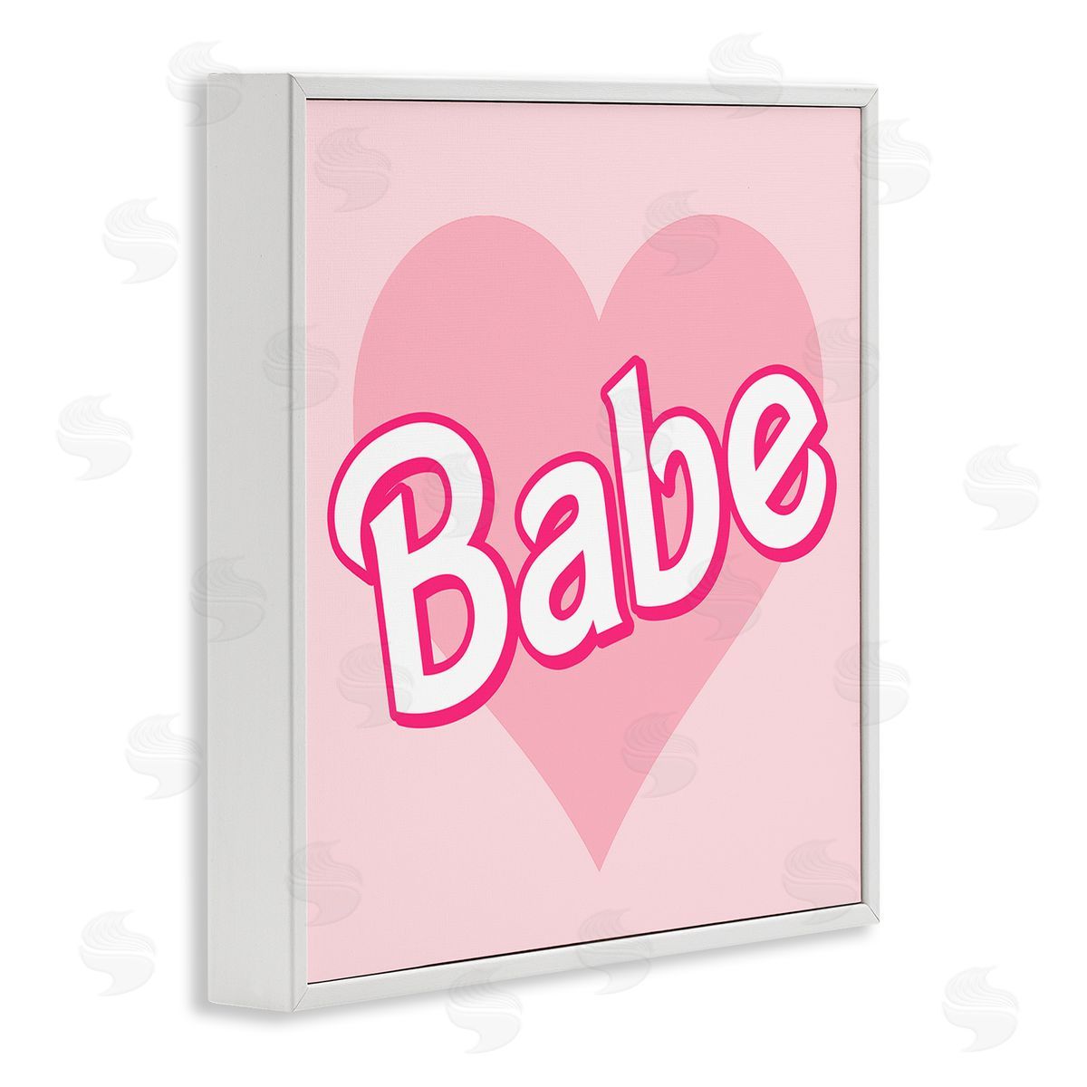 Stupell Studio Babe Phrase Pink Heart White Framed Glicee Wall Art Print