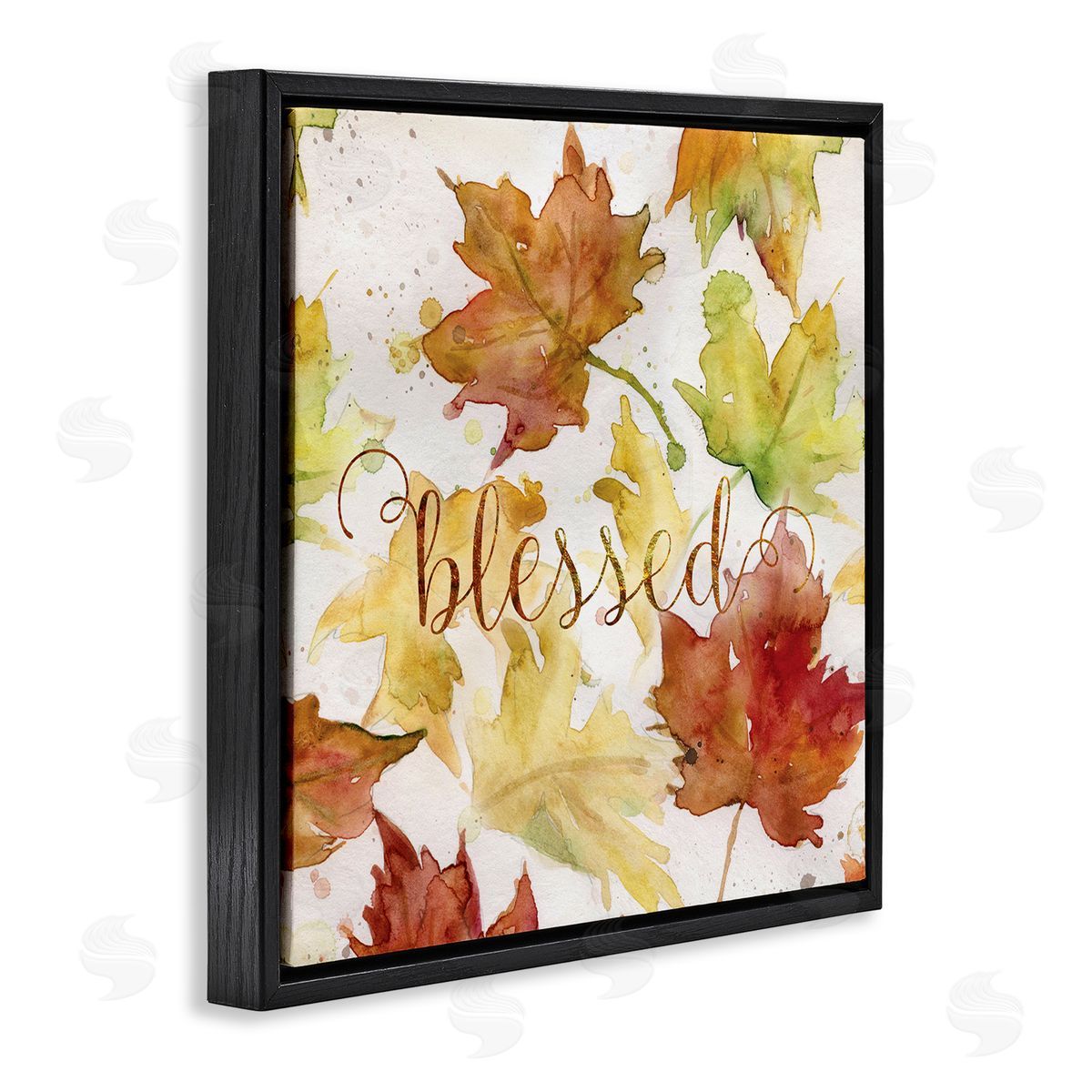 Carol Robinson Blessed Fall Maple Leaves Black Floating Frame Canvas Wall Art Print