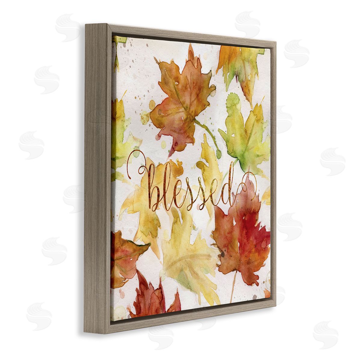 Carol Robinson Blessed Fall Maple Leaves Brown Floating Frame Canvas Wall Art Print