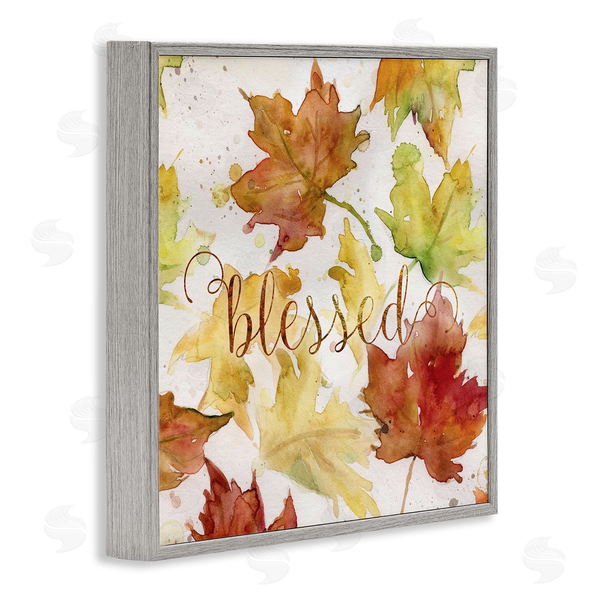 Carol Robinson Blessed Fall Maple Leaves Gray Framed Glicee Wall Art Print
