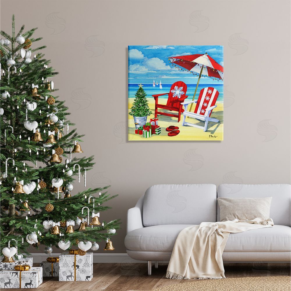 Paul Brent Coastal Christmas Scene Canvas Wall Art in Room