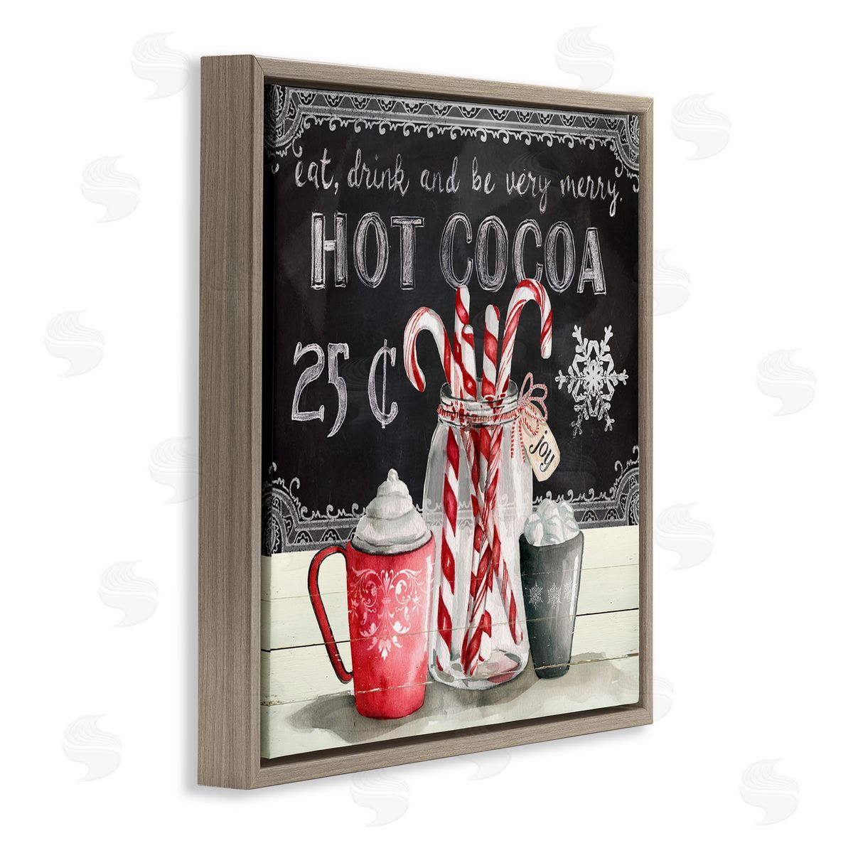 Cocoa & Candy Canes Brown Floating Frame Canvas Wall Art, Home Decor by Carol Robinson