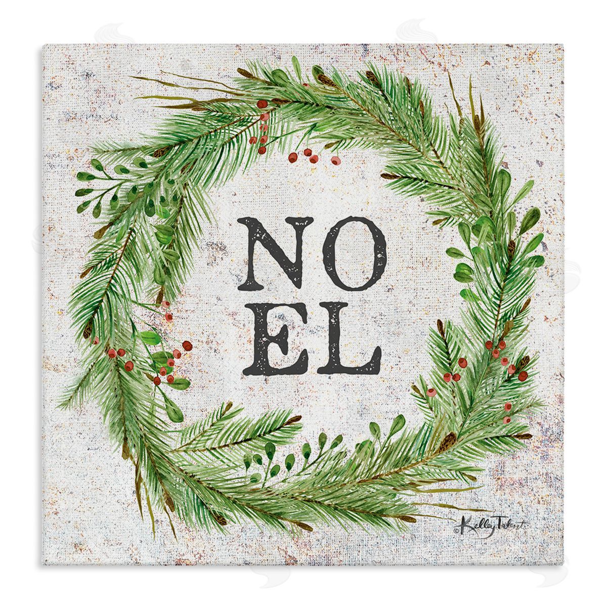Kelley Talent Noel Seasonal Wreath Stretched Canvas Wall Art Print
